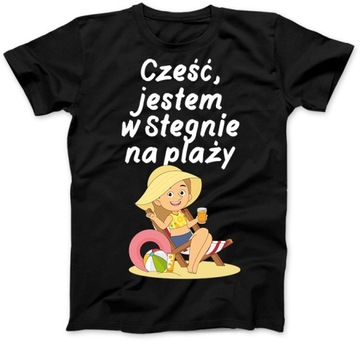 Koszulka Damska Koszulka Plaża Stegna Leżak II Czarna M Tshirt Damski