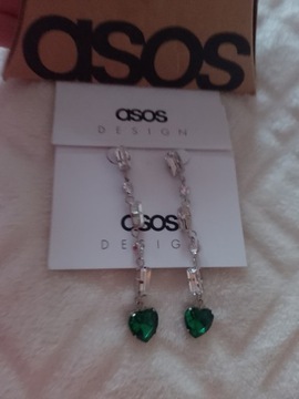 Asos/Długie, Bogato zdobione kolczyki z zawieszką serce, NOWE
