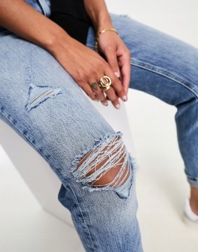 RIVER ISLAND SPODNIE JEANSOWE Z PRZETARCIAMI XL