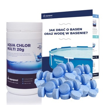 Хлор таблетки для бассейна 20г синий бассейн вода 1кг