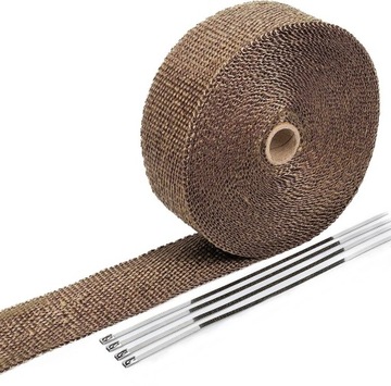 TAŚMA TERMICZNA BANDAŻ NA KOLEKTOR DOWNPIPE TYTANOWY 10m + OPASKI