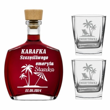 Графин с гравировкой и 2 бокала для виски ЛИКЕР, ВИСКИ, ВОДКА