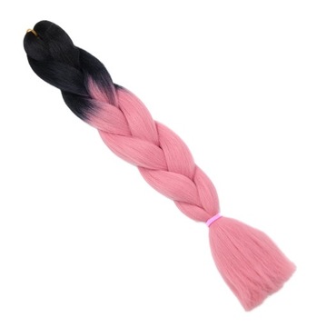 Синтетические волосы OMBRE косички, наращивание косичек омбре, чёрно-розовый