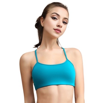 Women Sports Bra Elastic Strap Solid Color Cross Back