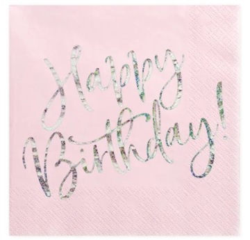 Serwetki papierowe Happy Birthday Różowe Urodziny