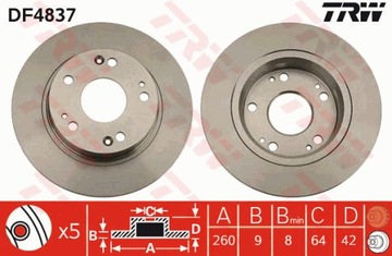 ЗАДНИЕ ДИСКИ + КОЛОДКИ TRW HONDA CIVIC VIII UFO