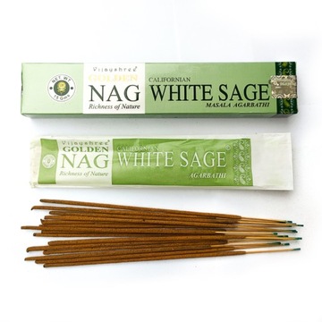 Kadzidełka Golden Nag BIAŁA SZAŁWIA WHITE SAGE NIETOKSYCZNE NATURALNE