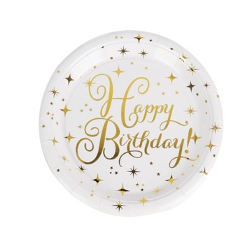 Talerzyki papierowe HAPPY BIRTHDAY 18cm urodzin