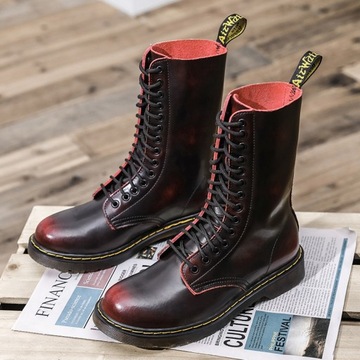 40 GLANY BOTKI OFICERKI DR COMBAT BOOTS SKÓRZANE TRAPERKI KOZAKI 14 DZIUREK