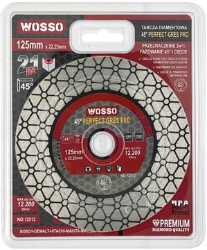 АЛМАЗНЫЙ диск 125 для РЕЗКИ под углом 45 градусов керамогранита PERFECT Gres PRO