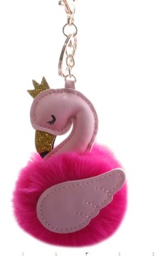 POMPON ŁABĄDŹ KEYCHAIN BRELOK FUTERKO NOWOŚĆ !