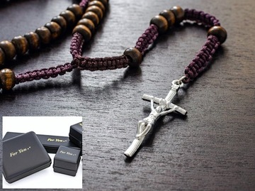 NASZYJNIK RÓŻANIEC Z KRZYŻEM PAPIESKIM
