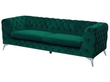 KANAPA SOFA 3-OSOBOWA DO SALONU WELUROWA SZMARAGDOWA 224 X 85 CM SOTRA