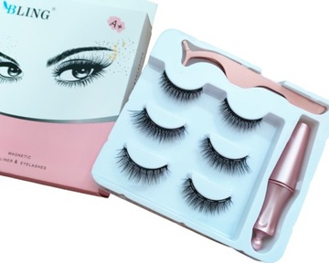 МАГНИТНЫЕ РЕСНИЦЫ 3 шт. + ПИНЦЕТ + МАГНИТНАЯ ПОДВОДКА ДЛЯ ГЛАЗ Bling A+ набор