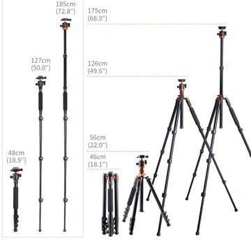 Монопод штатив 2в1 K&F CONCEPT Magnesium 3D head 10кг