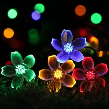 Солнечные светодиодные светильники для цветника для сада, 7м, 50LED, многоцветные