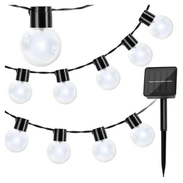 Solarna GIRLANDA ogrodowa LED ASTER 0,12W 10 ozdobnych kulek BARWA ZIMNA
