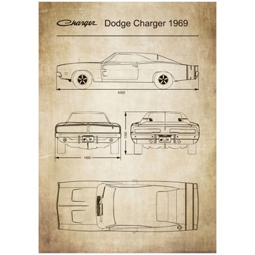 Plakat Dodge Charger Retro Patent Poster