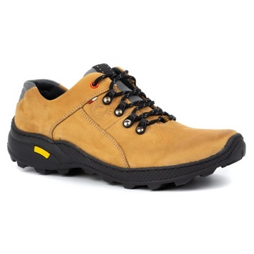 Buty męskie trekkingowe skórzane sznurowane POLSKIE 296GT żółte 43