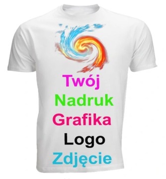 T-shirt Koszulka z WŁASNYM NADRUKIEM Dwustronnym