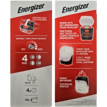 Latarka Czołowa ENERGIZER + Obudowa Camping 300Lm