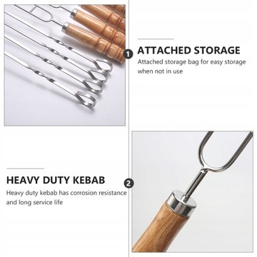 Шашлычки на гриле с деревянной ручкой на открытом воздухе