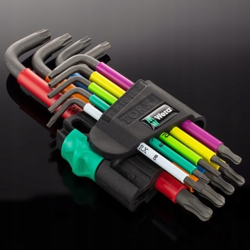 Шестигранные ключи WERA TORX, намагничиватель, 9 шт.