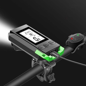 USB -спидометр Counter -The Bicycle Bell ЖК -дисплей с зеленым велосипедным отражателем