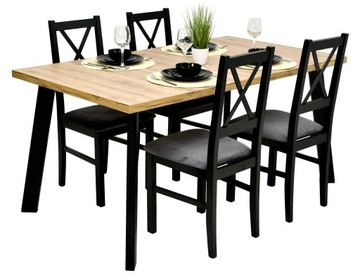 prostokątny stół z 4 krzesłami, 90x160, loft