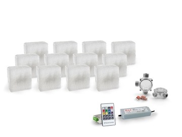 12x Świecąca Kostka Brukowa LED Akropol 14x14 RGB