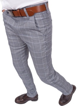 Spodnie eleganckie męskie grafitowe w kratę r.36