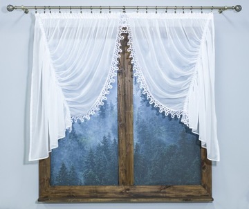 KOMPLET FIRAN Z GIPIURĄ WODA POKÓJ KUCHNIA FIRANA GOTOWA WOAL BIAŁA 400X130