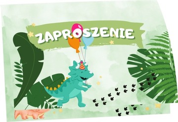 ZAPROSZENIE ZAPROSZANIA DINOZAURY ANIMOWANE DINO WIELE WZORÓW 20x15 cm