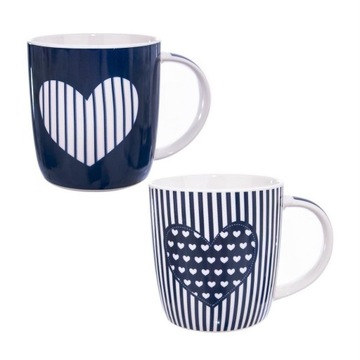 Kubek porcelanowy z uchwytem granatowy zestaw 2 sz