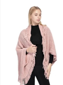 NOWOŚĆ# NARZUTKA SWETEREK oversize PUDROWY RÓŻ