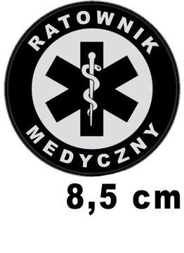 RATOWNIK MEDYCZNY naszywka emblemat odblaskowy z nadrukiem 8,5 cm
