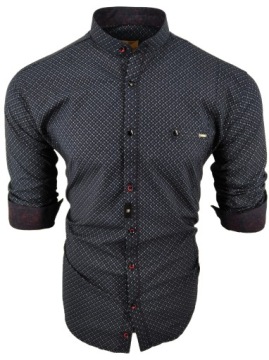 МУЖСКАЯ ТЕМНО-СИНЯЯ УЗОРЧАТАЯ РУБАШКА [SDN 697] РАЗМЕР: XL 43/44