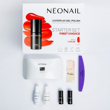 NeoNail First Choice zestaw startowy do hybryd: 2 lakiery + lampa + akcesor