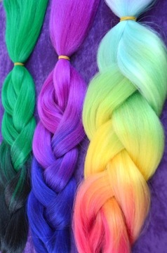 МОСТЫ СИНТЕТИЧЕСКИЕ ВОЛОСЫ ЦВЕТНЫЕ BRITAILS OMBRE ФИОЛЕТОВЫЙ РОЗОВЫЙ BY47