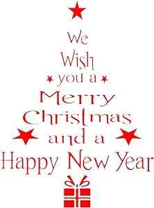 NAKLEJKA ŚCIENNA CZERWONA ŚWIĄTECZNA CHOINKA