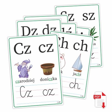 PLANSZE EDUKACYJNE DWUZNAKI - POLSKI ALFABET DODATEK PDF - x9