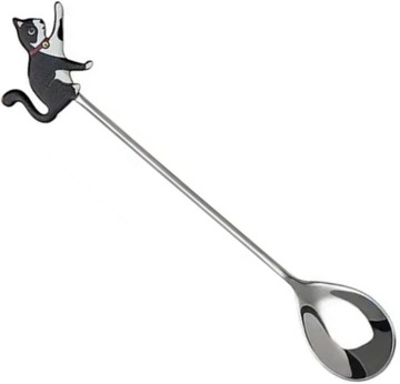 ŁYŻECZKA KOT KOTEK DO HERBATY DESERÓW Z KOTKIEM CHROM OLDMAN PREZENT 14cm