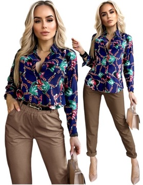 Elegancka KOSZULA DAMSKA bluzka stylowy wzorzysty print