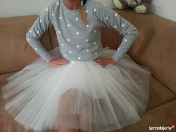 SPÓDNICZKA TIULOWA z podszewką SPÓDNICA 50cm biała