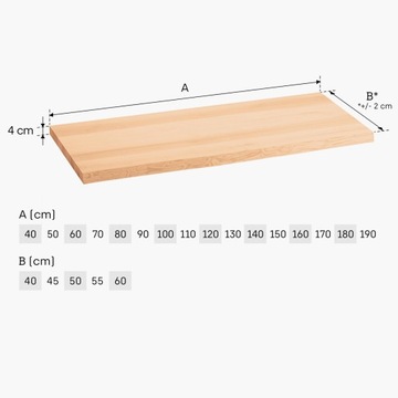 Деревянная столешница для ванной 50х90 натуральный