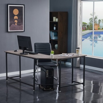 Biurko narożne L metalowe do biura gracza loft