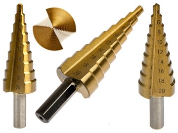 WIERTŁO STOPNIOWE CHOINKOWE STOŻKOWE HSS 4-20mm
