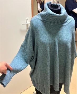 TUNIKA SWETER OVERSIZE WEŁNA NIEBIESKI GOLF 464850