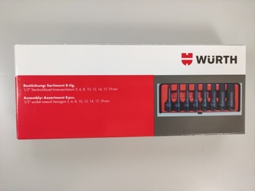 ТОРЦОВЫЕ КЛЮЧИ УДАРНЫЕ IMBUS ШЕСТИГРАННЫЕ 1/2 дюйма 8шт WURTH