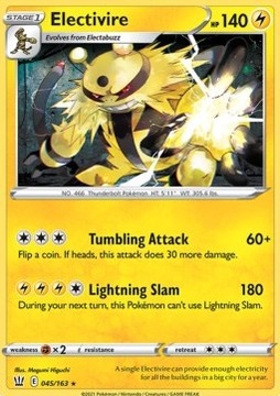 Karta Pokemon Electivire (BST 45) 45/163